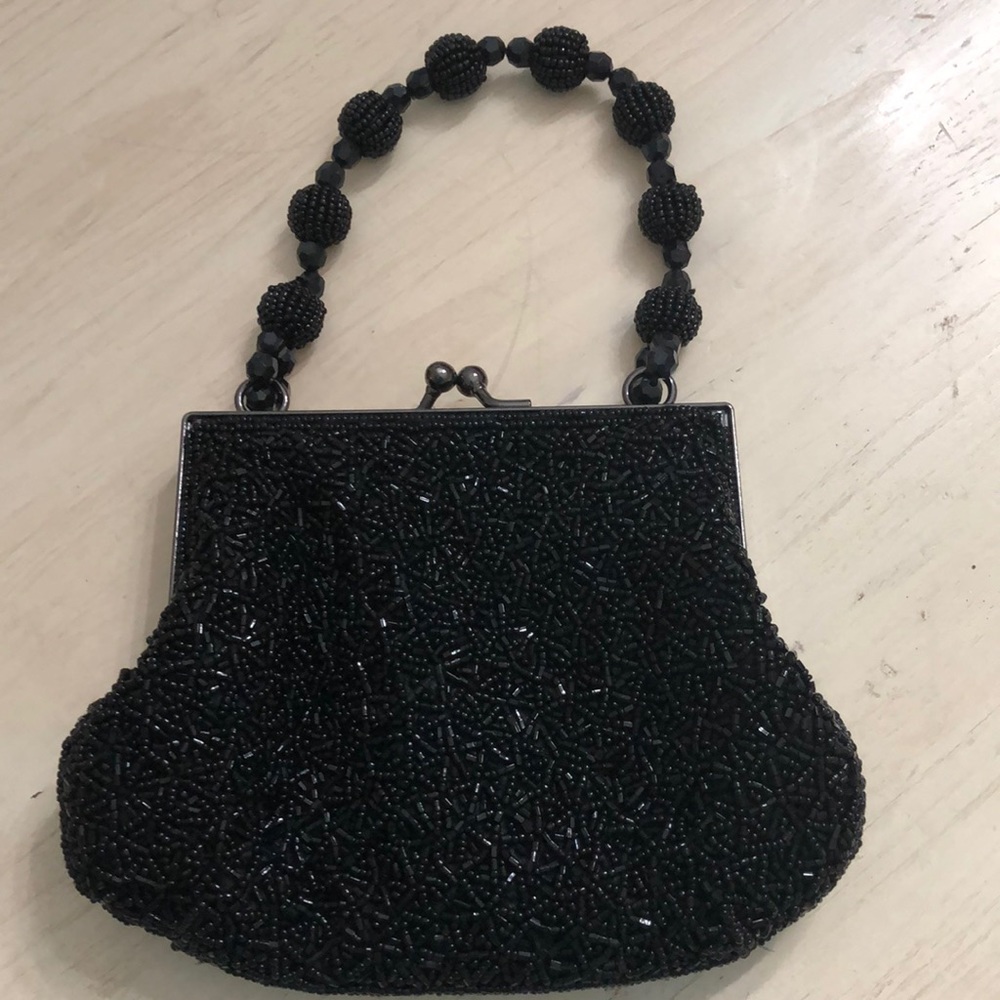 Black Beaded After Five Party Purse